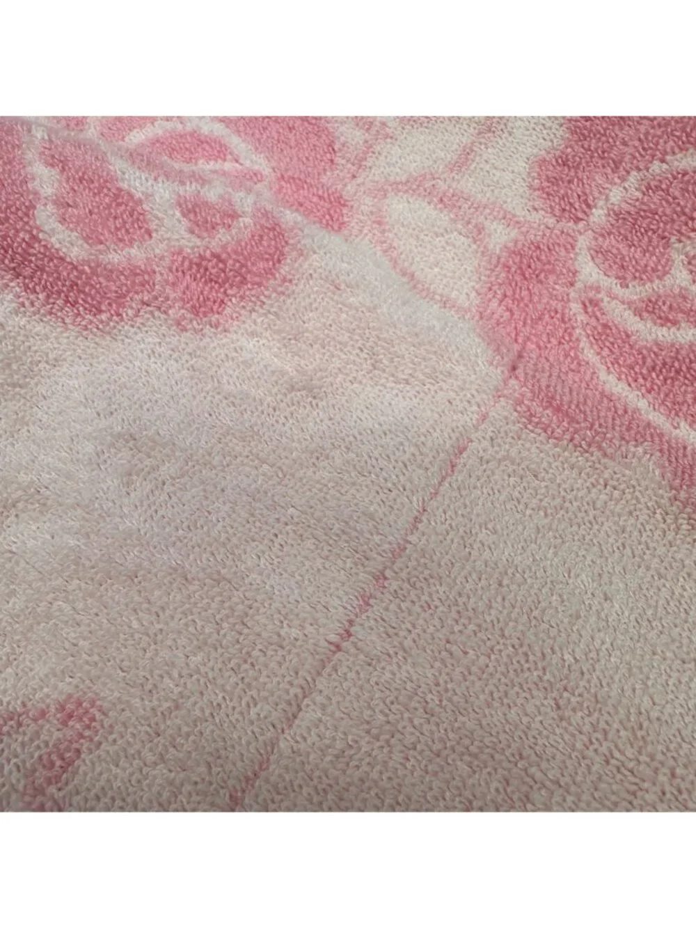 Vintage Bath Towel Washcloth Set Floral Pink Rose Flowers Cottage Romantic Retro